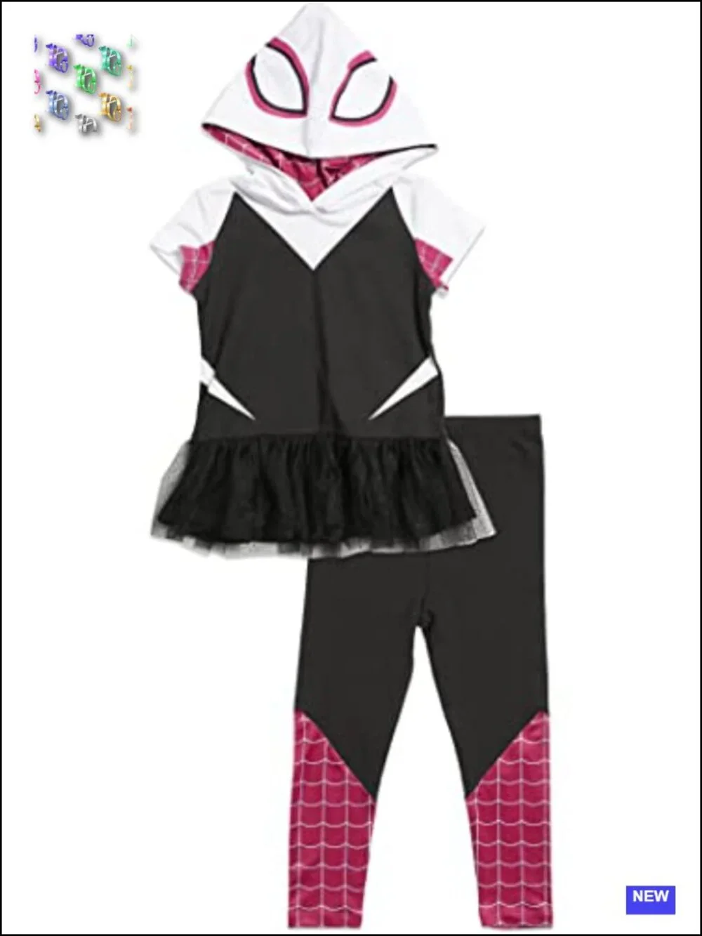 Spider-Gwen Cosplay Hooded Tee & Leggings Set Toddler Girls Halloween Costume